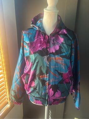 Vintage Snuggler Crystal Shell Floral Ski Windbreaker Jacket Women’s S